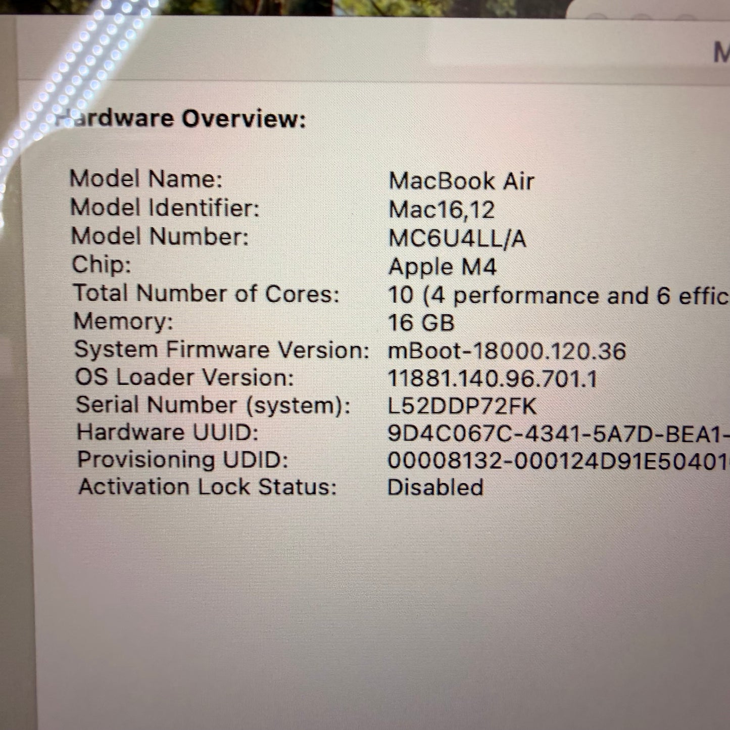 2025 Apple MacBook Air 13.6" M4 10C GPU 4.5GHz 16GB RAM 512GB SSD MC6U4LL/A