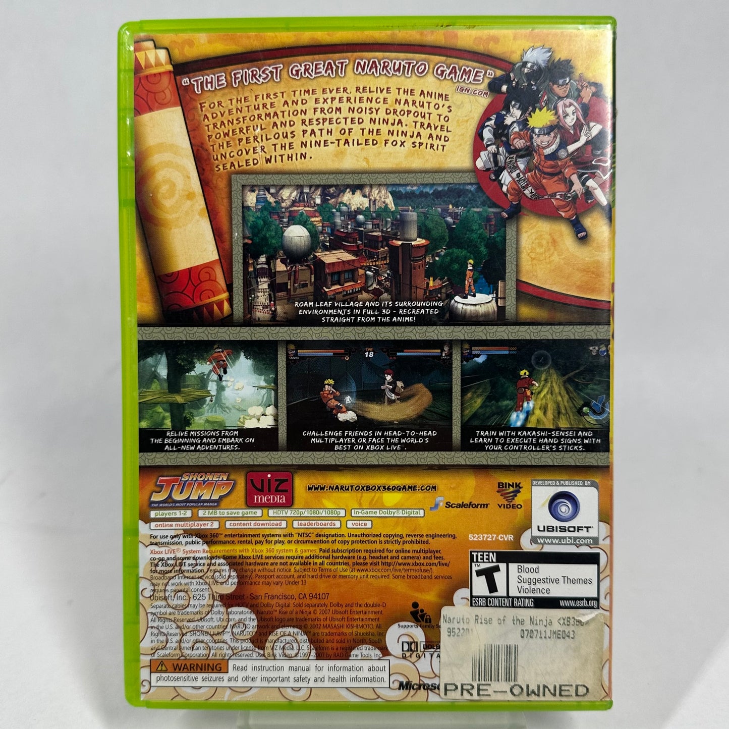 Naruto: Rise of a Ninja (Microsoft Xbox 360, 2007) CIB Complete with Manual