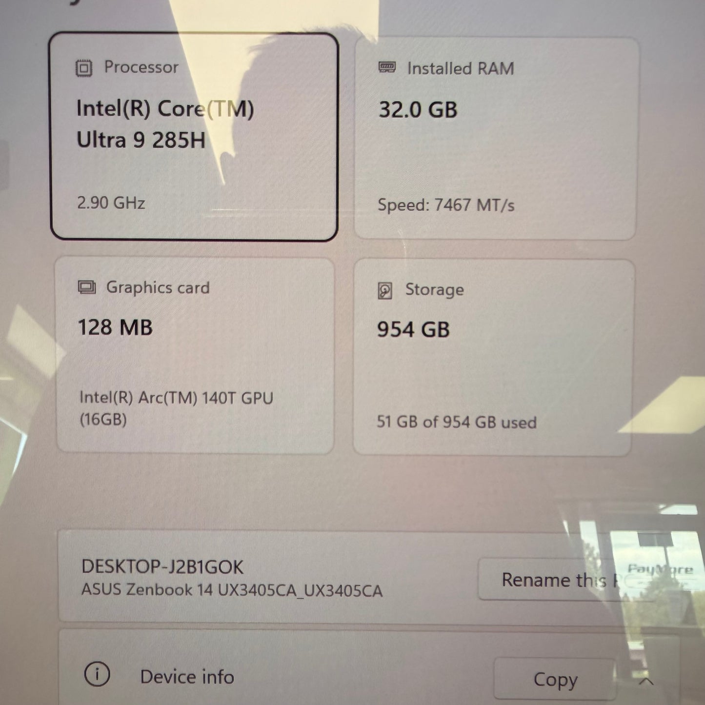 Asus Zenbook UX3405 14" Core Ultra 9 285H 2.9GHz 32GB RAM 1TB SSD