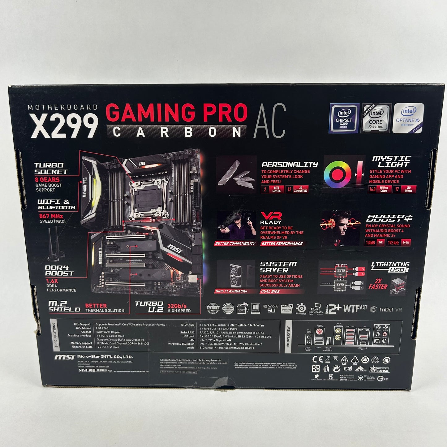MSi X299 GAMING PRO CARBON AC LGA2066 ATX With Intel Core i7-7800X