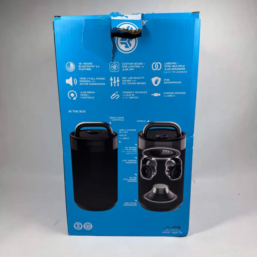 JLab Epic Party Portable Bluetooth Speaker Waterproofย
