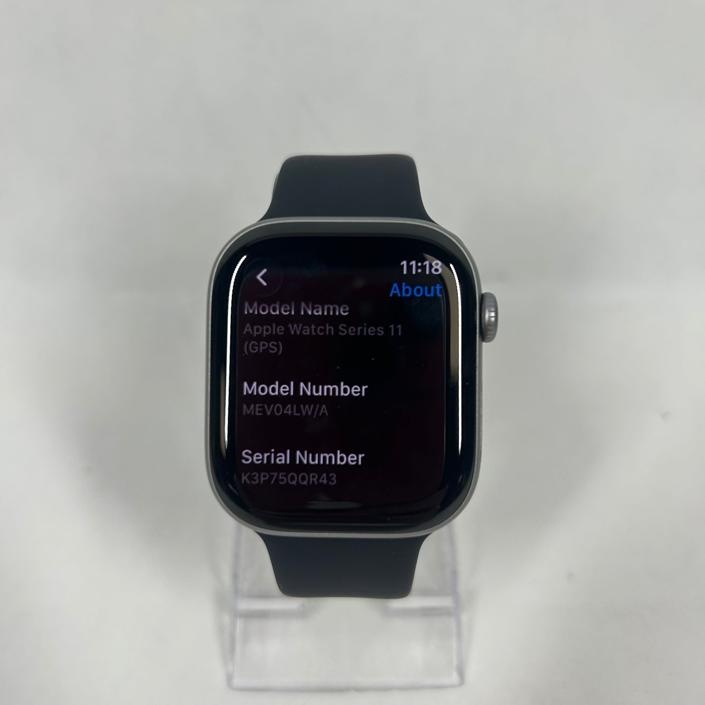 GPS Only Apple Watch Series 11 46MM Silver Aluminum Gray Sport Band MEV04LW/A