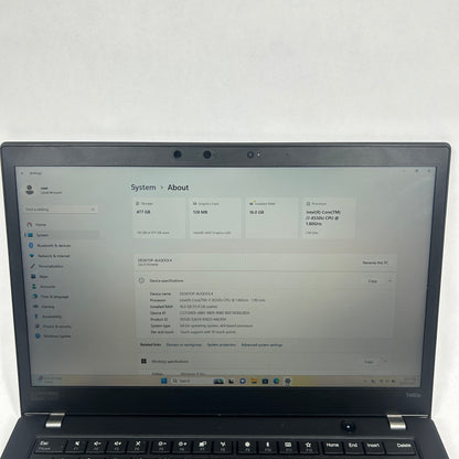 Lenovo ThinkPad T480S 14" i7-8550U 1.8GHz 16GB RAM 500GB SSD