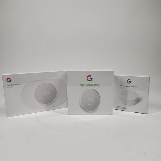 New Google Nest Thermostat Bundle Trim Kit Temp Sensor T5000SF GZZN7 G4CVZ