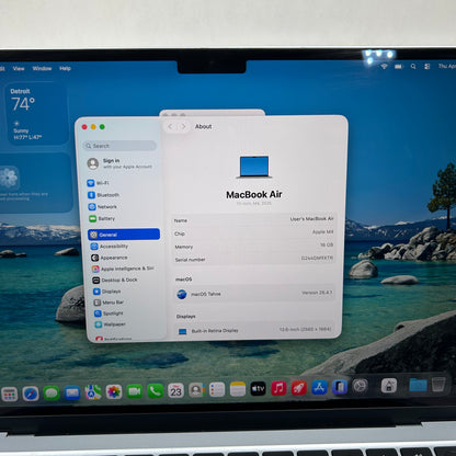 2025 Apple MacBook Air 13" M4 8C GPU 4.5GHz 16GB RAM 256GB SSD MW123LL/A