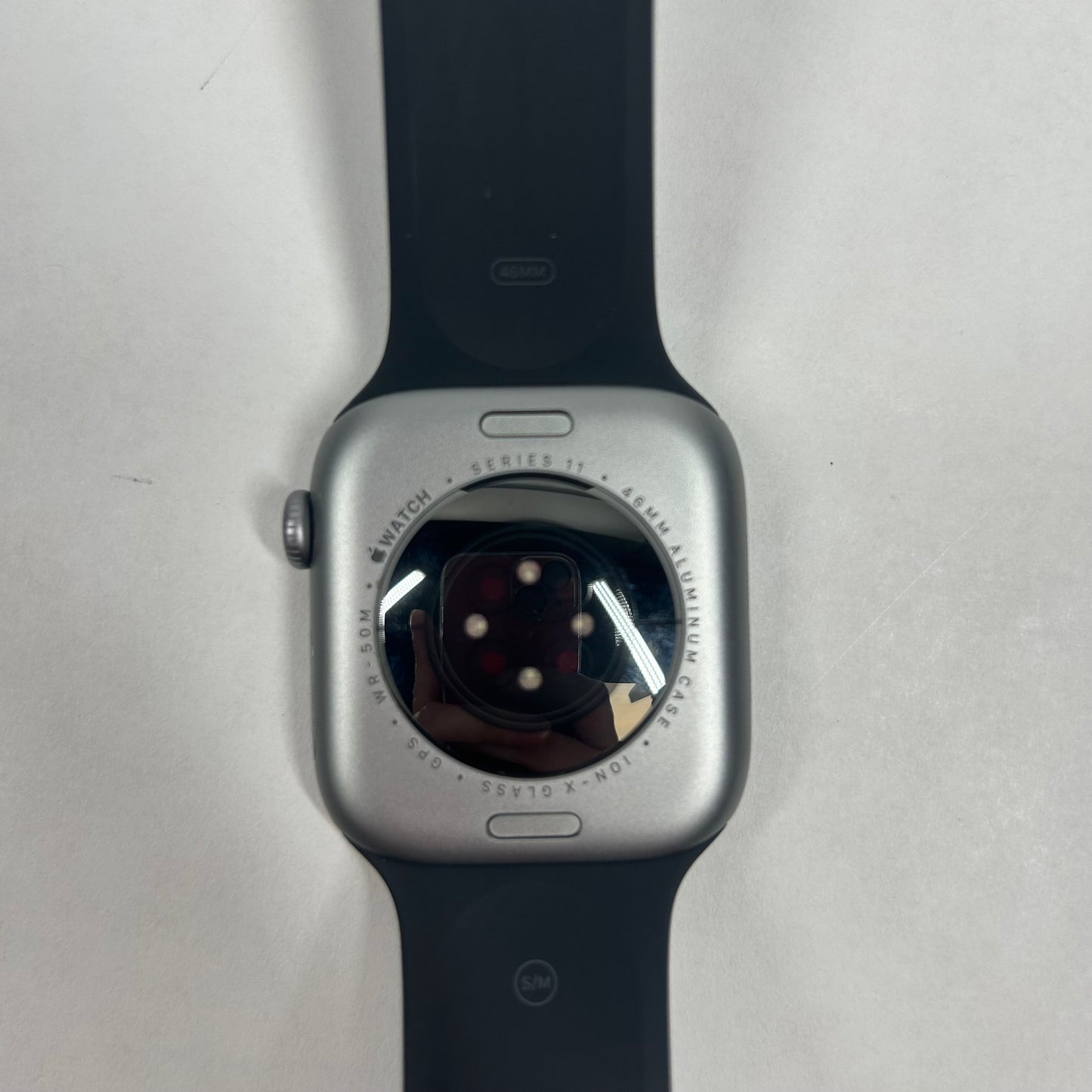 GPS Only Apple Watch Series 11 46MM Silver Aluminum Gray Sport Band MEV04LW/A