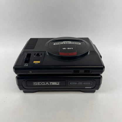 Sega Genesis 16-Bit Console Gaming System Black 1601 With Sega CD Player