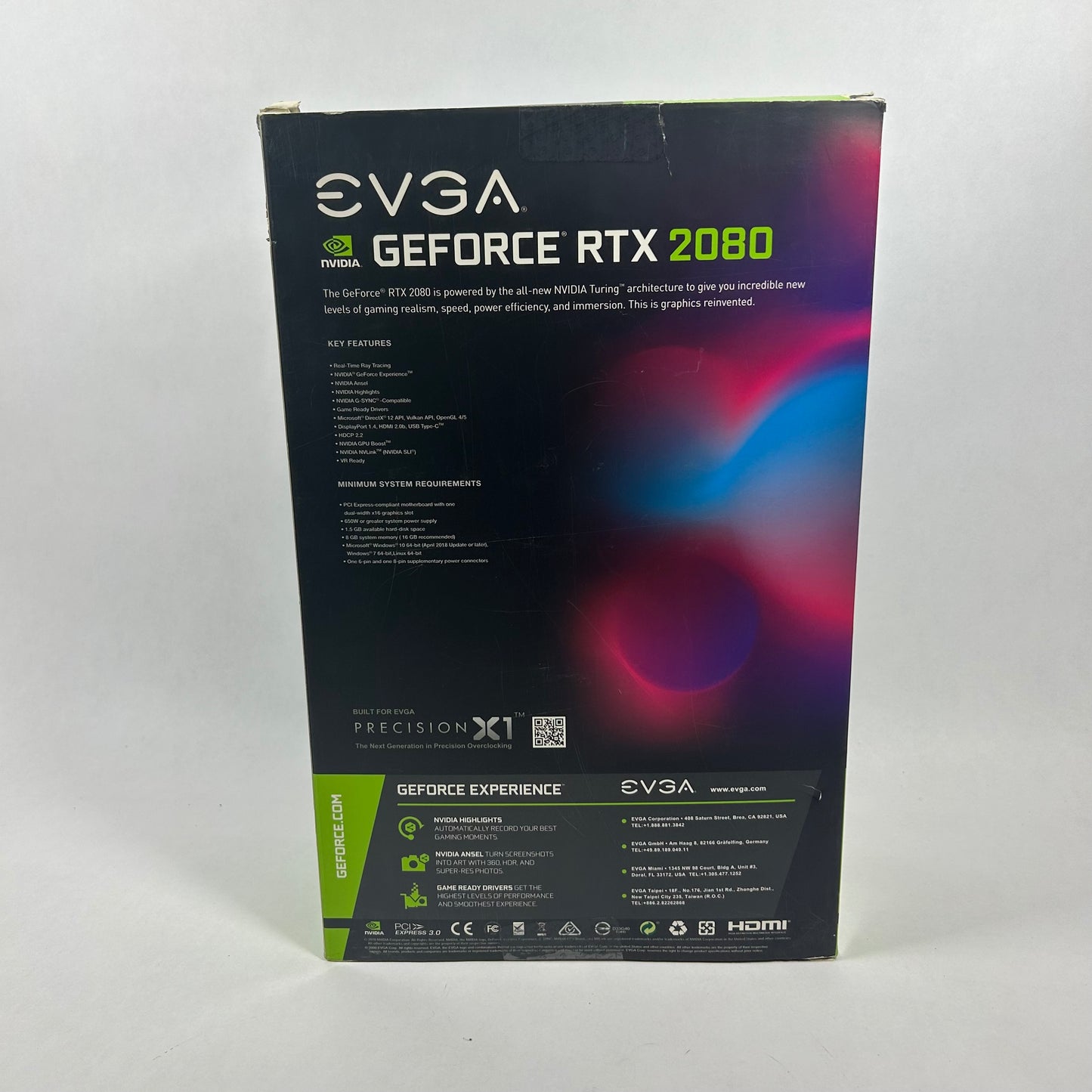 Broken EVGA GeForce RTX 2080 8GB GDDR6 Graphics Card 08G-P4-2080-KR READ