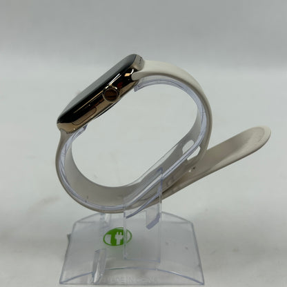 Unlocked Apple Watch Series 11 46MM Gold Stainless Steel White Sport Band 