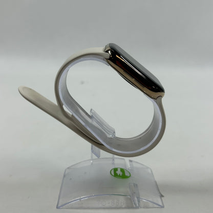 Unlocked Apple Watch Series 11 46MM Gold Stainless Steel White Sport Band 