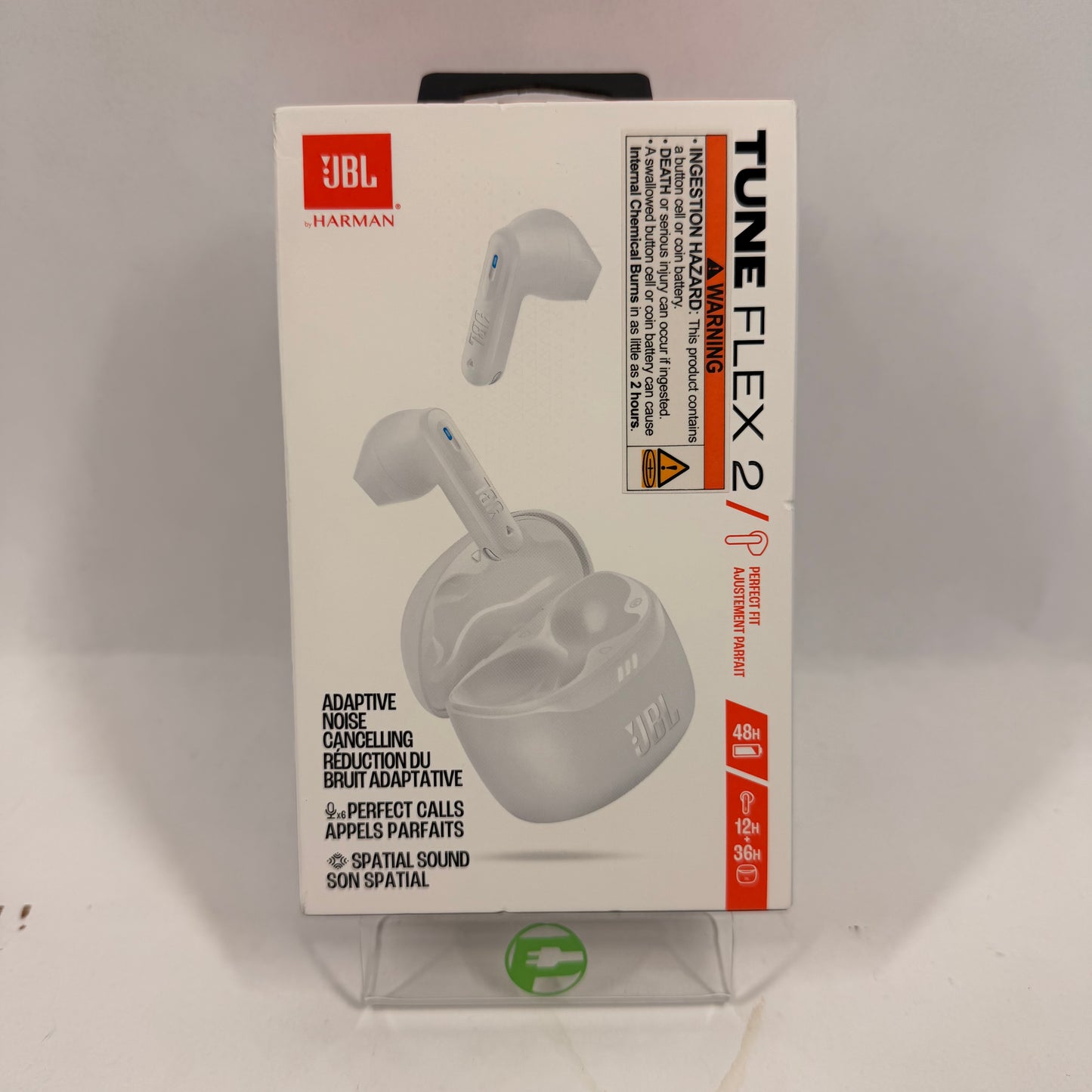New JBL TUNE FLEX 2 Active Noise Cancellation Headphones  White JBLTFLEX2WHTAM