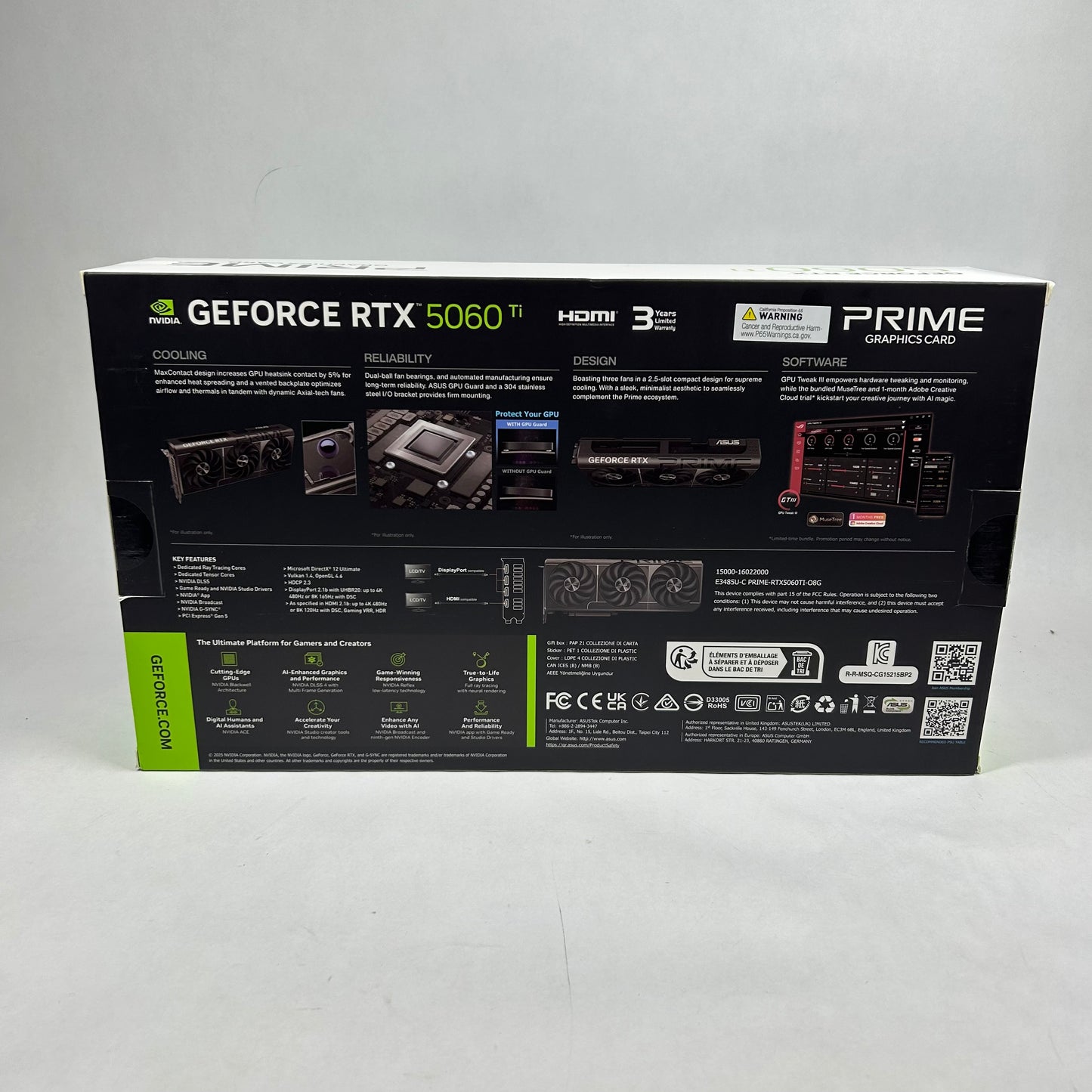 Asus GeForce RTX 5060 Ti OC 8GB GDDR7 Graphics Card 90YV0MP0-MVAA00