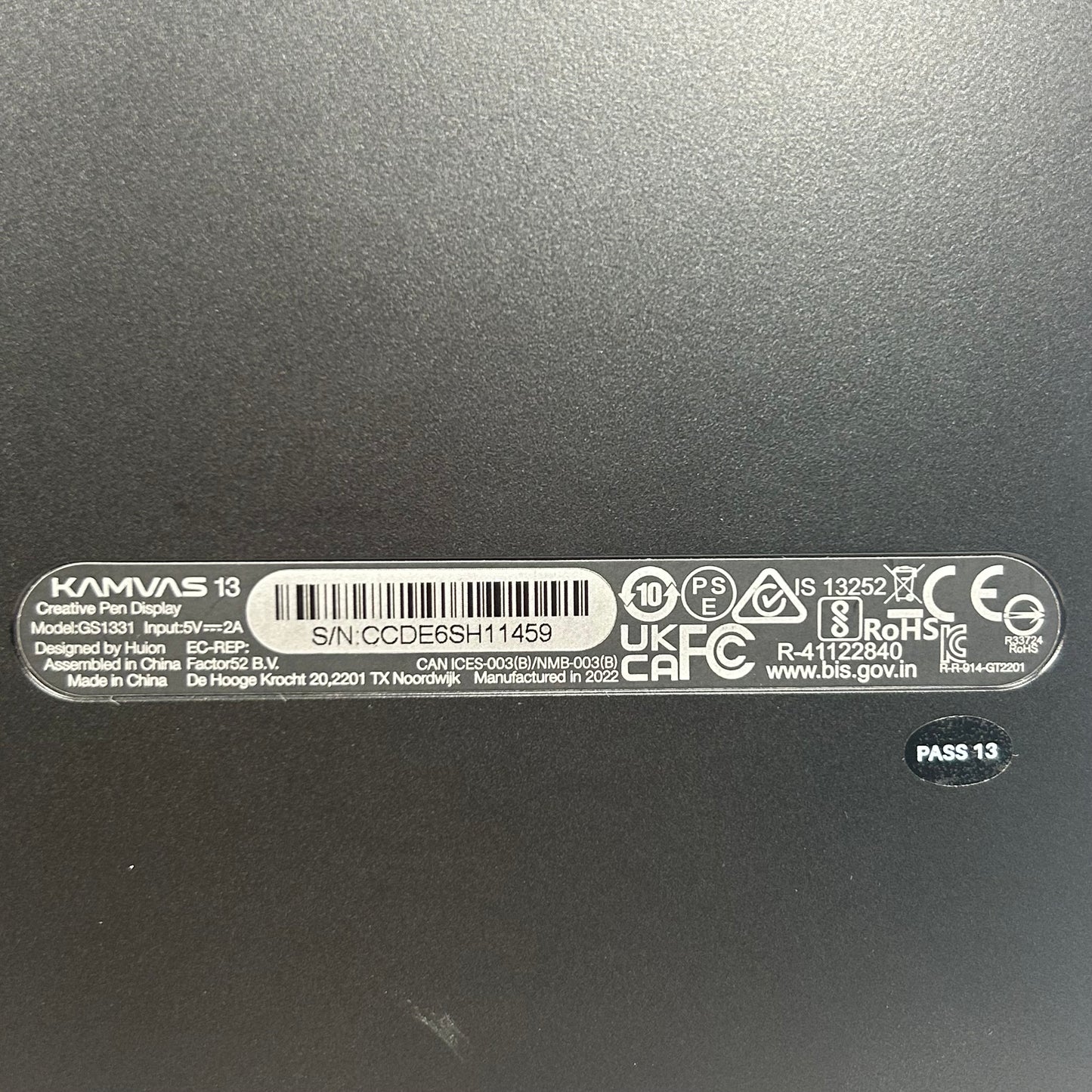 Huion Kamvas 13 Drawing Tablet GS1331