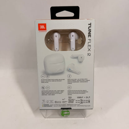 New JBL TUNE FLEX 2 Active Noise Cancellation Headphones  White JBLTFLEX2WHTAM