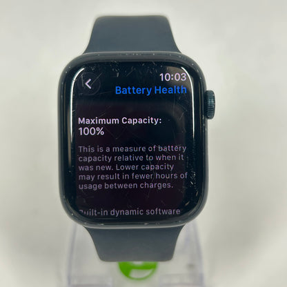 Unlocked Apple Watch Series 8 45MM Midnight Aluminum Black Sport Band MNP83LL/A
