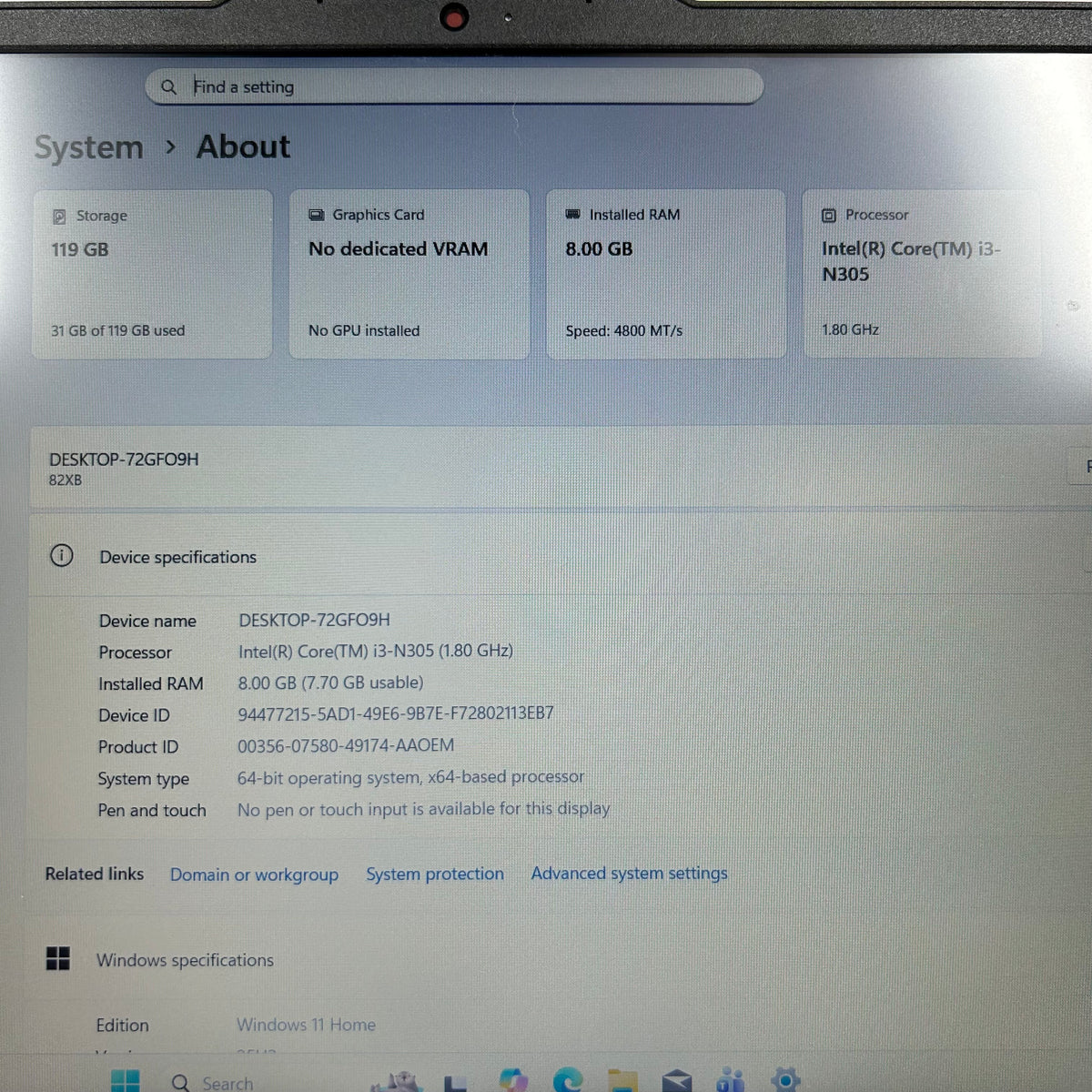 Lenovo IdeaPad Slim 3 15IAN8 15.6" i3-N305 1.8GHz 8GB RAM 128GB SSD