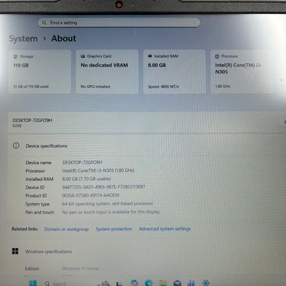 Lenovo IdeaPad Slim 3 15IAN8 15.6" i3-N305 1.8GHz 8GB RAM 128GB SSD