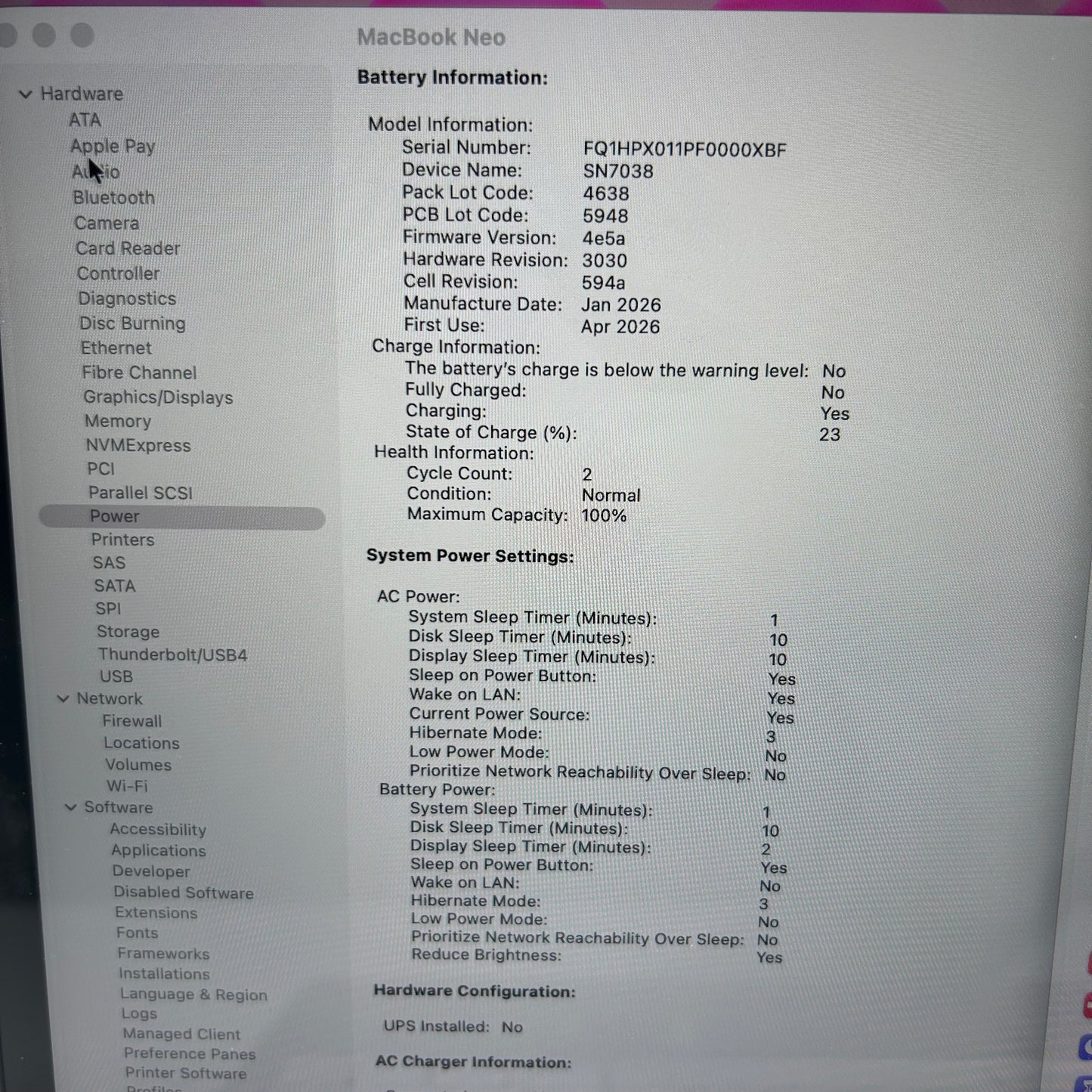 2026 Apple MacBook Neo 13" A18 Pro 5C GPU 4.0GHz 8GB RAM 256GB SSD MHFH4LL/A