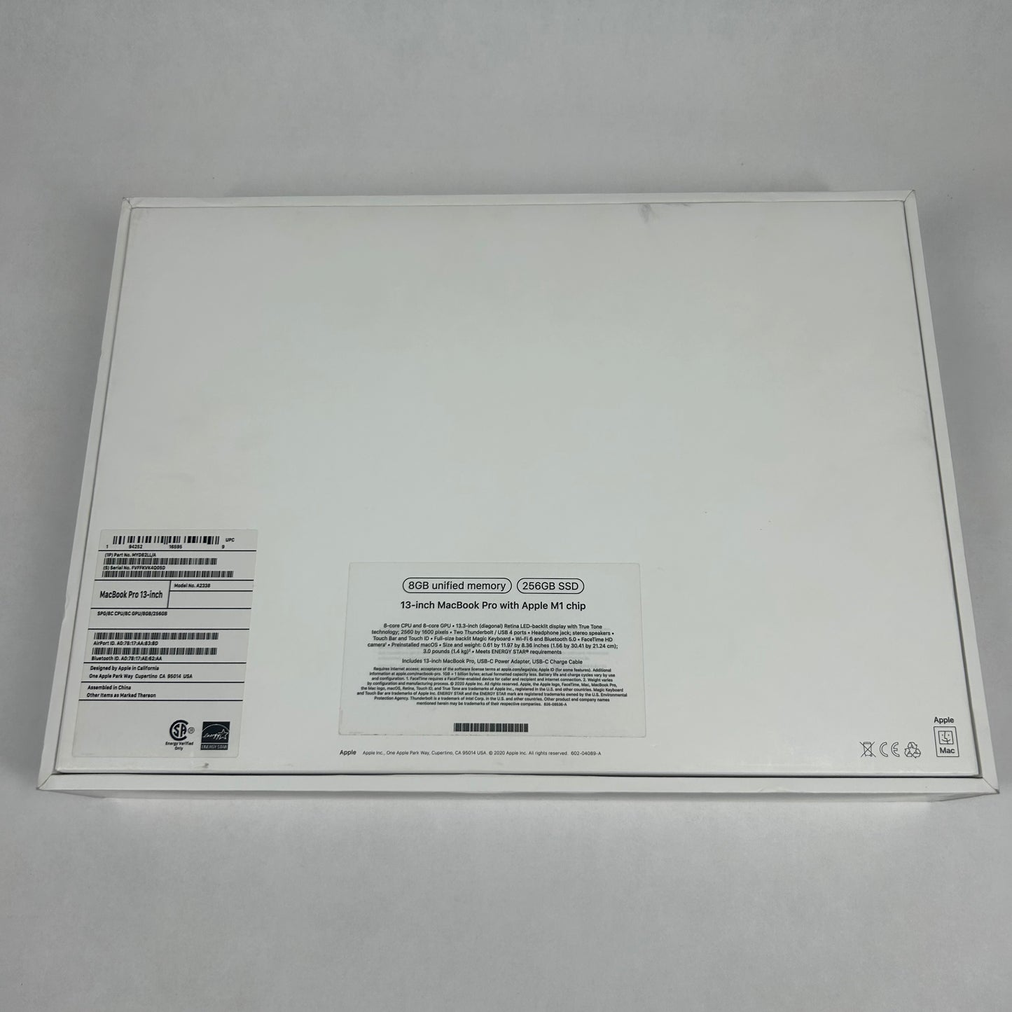 2020 Apple MacBook Pro 13.3" M1 8C GPU 3.2GHz 8GB RAM 256GB SSD MYD82LL/A