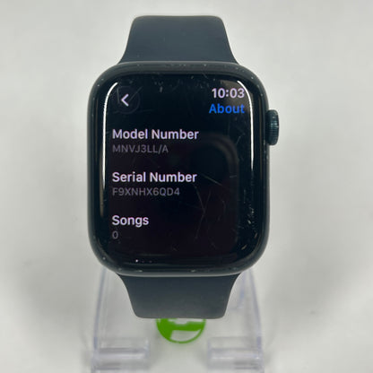 Unlocked Apple Watch Series 8 45MM Midnight Aluminum Black Sport Band MNP83LL/A