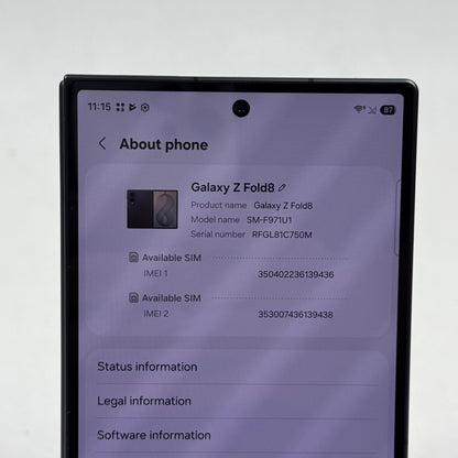 Factory Unlocked Samsung Galaxy Z Fold8 12GB RAM 256GB SM-F971U1 Graphite