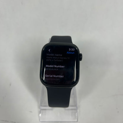 Factory Unlocked Apple Watch Series 11 42MM Jet Black Aluminum Gray Sport Band