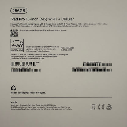 New WiFi Only Apple iPad Pro 13" M5 256GB Space Black ME7W4LL/A