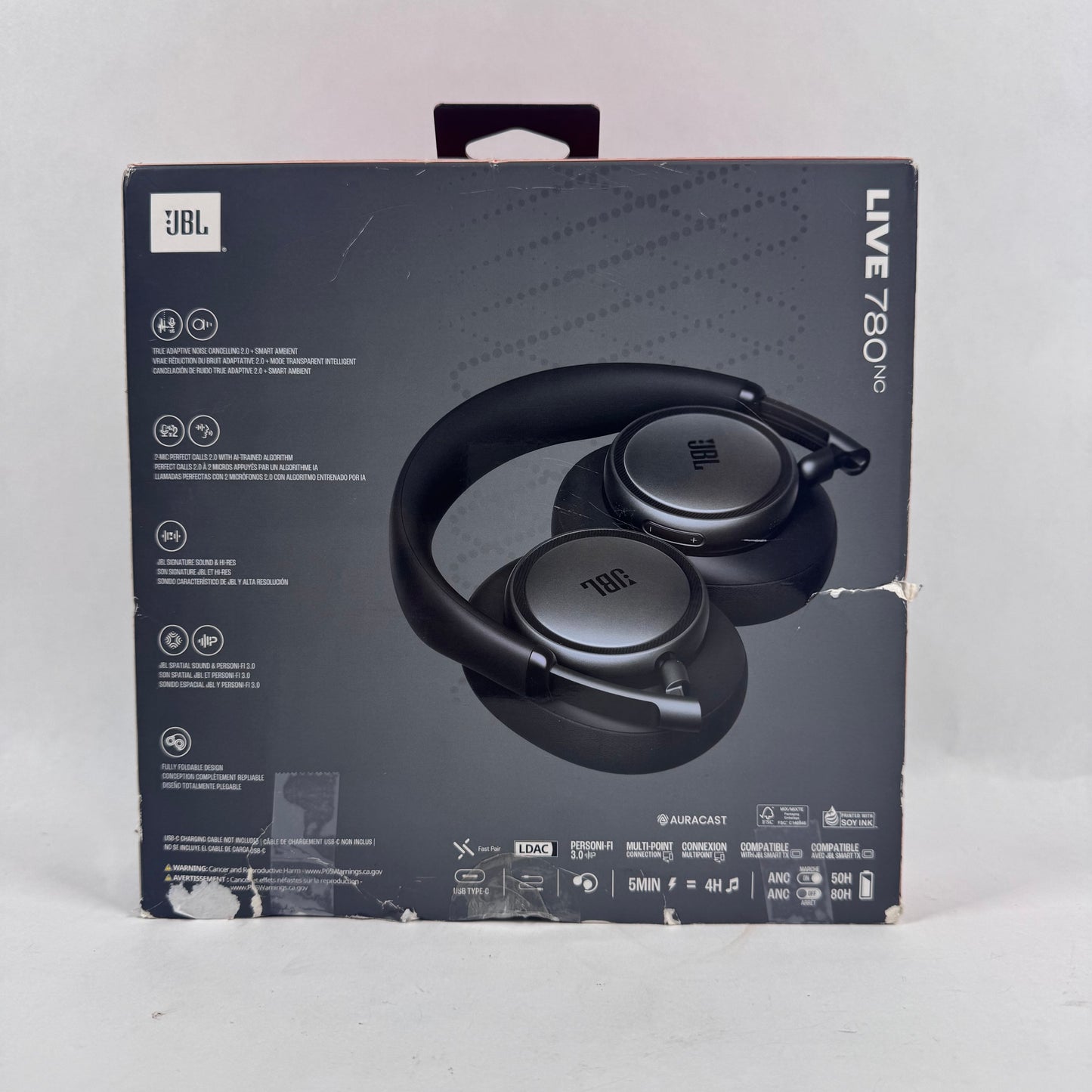 New JBL Live 780NC Active Noise Cancellation Headphones  Black
