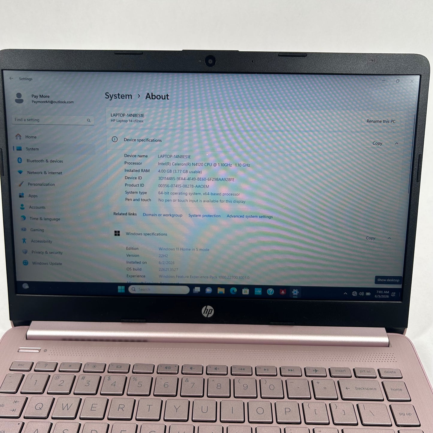HP Laptop 14-CF2112WM 14" Celeron N4120 1.1GHz 4GB RAM 64GB SSD
