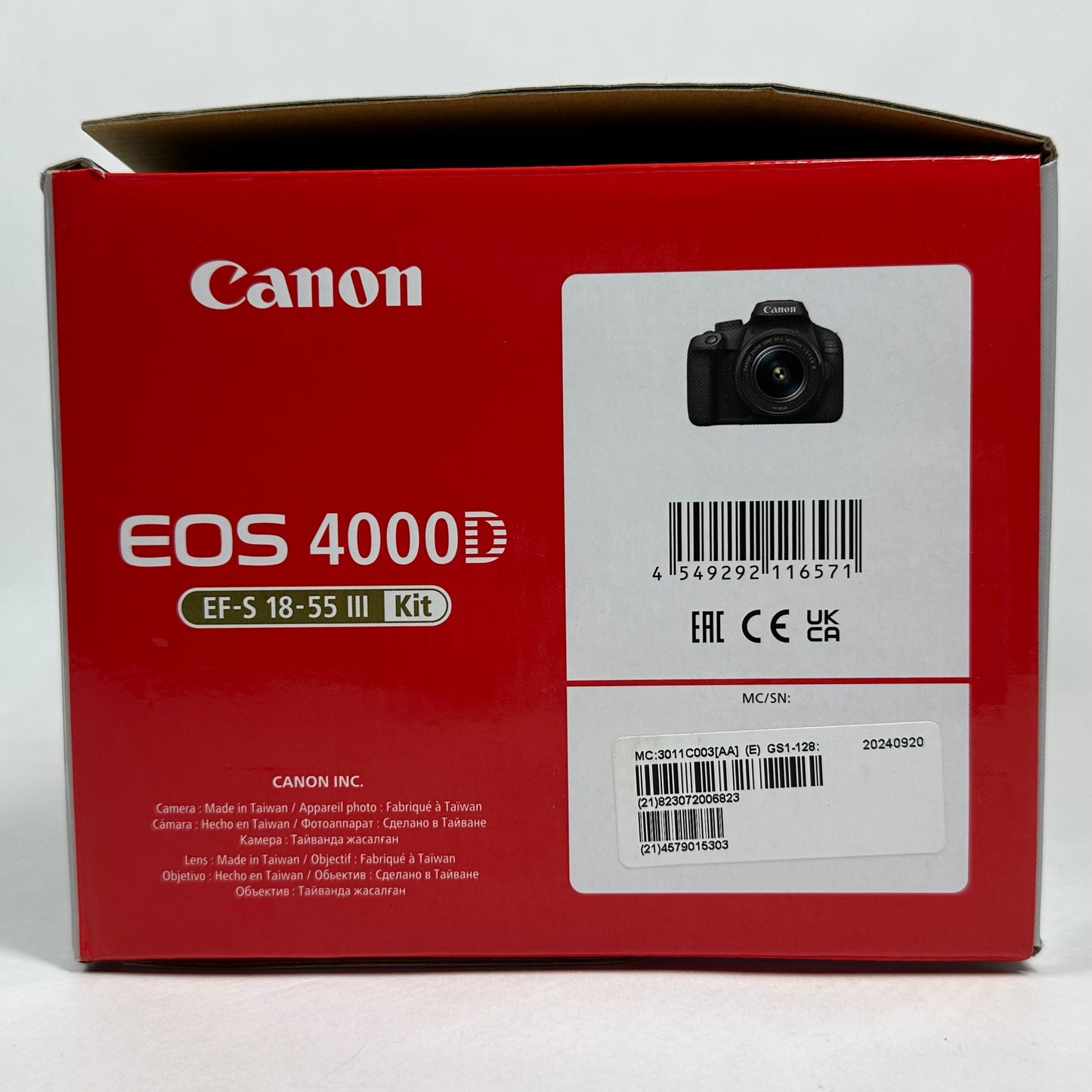 Canon EOS 4000D 18.0MP Digital SLR DSLR Camera EF-S 18-55 III Kit with Box