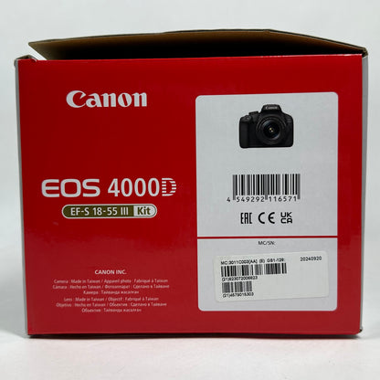 Canon EOS 4000D 18.0MP Digital SLR DSLR Camera EF-S 18-55 III Kit with Box