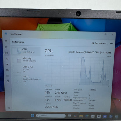 HP Laptop 14-DQ0002DX 14" Celeron N4020 1.1GHz 4GB RAM 64GB SSD