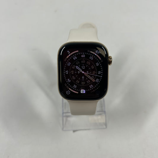 Unlocked Apple Watch Series 11 46MM Gold Stainless Steel White Sport Band 
