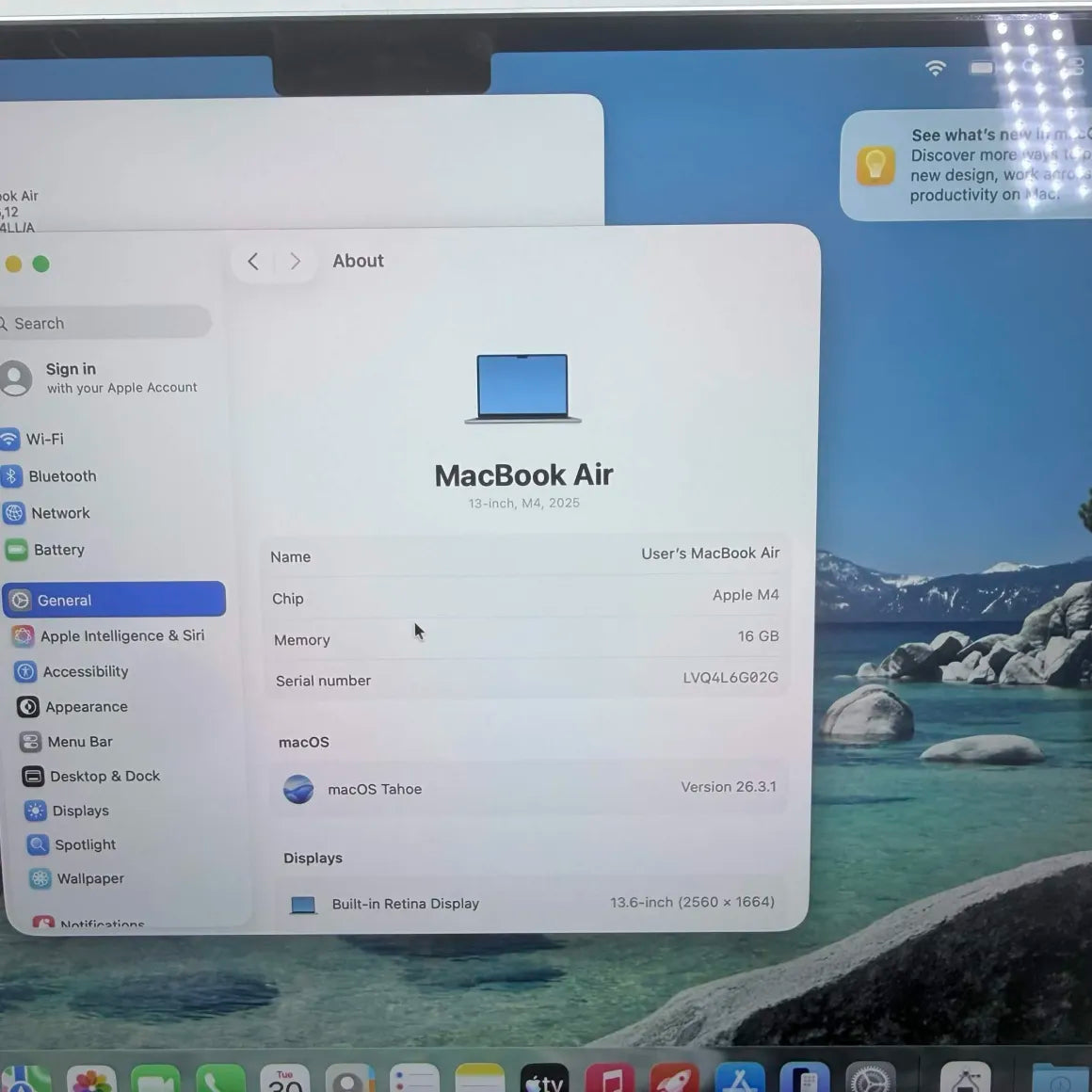 2025 Apple MacBook Air 13" M4 10C GPU 4.5GHz 16GB RAM 256GB SSD MC6T4LL/A