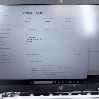 Broken HP Laptop 4L0C9EGM 11" i5-1135G7 3.5GHz 16GB RAM 256GB SSD
