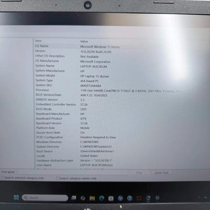 Broken HP Laptop 4L0C9EGM 11" i5-1135G7 3.5GHz 16GB RAM 256GB SSD