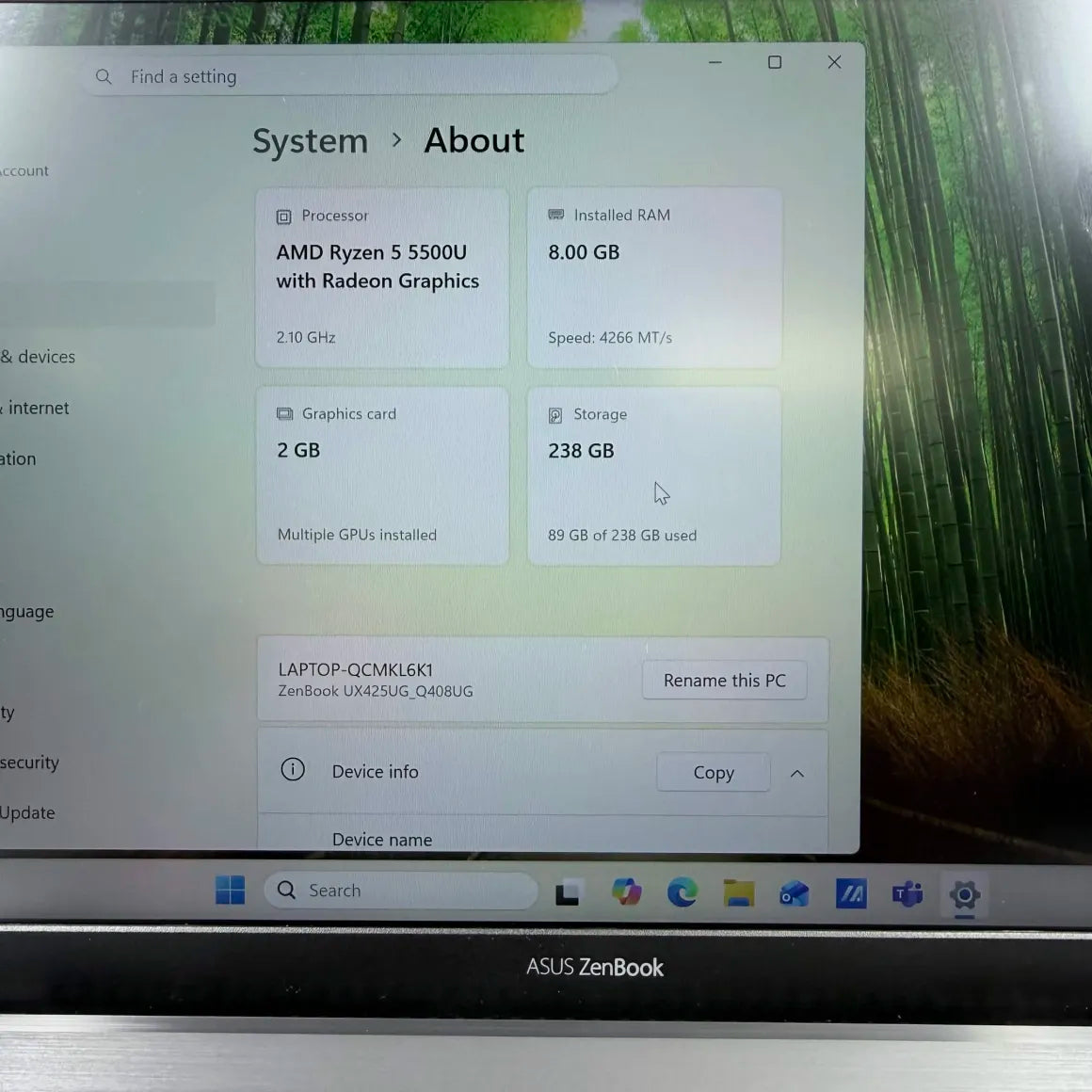 Asus Zenbook 14 Q408UG 11" Ryzen 5 5500U 2.1GHz 8GB RAM 256GB SSD