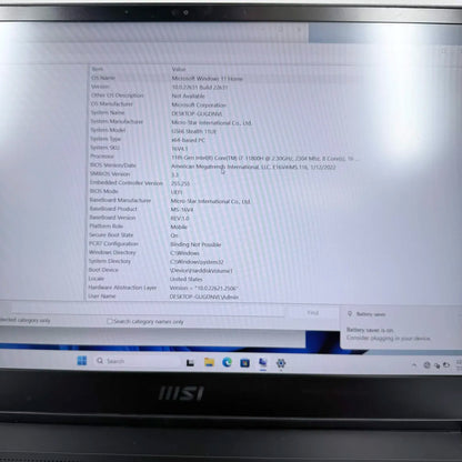 MSI Stealth GS66 11LUE 15.6" i7-11800H 2.3GHz 16GB RAM 1TB SSD