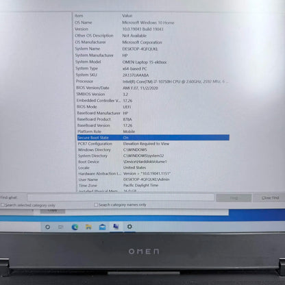 HP Omen 15-EK0XXX 15.6" i7-10750H 2.6GHz 16GB RAM 1TB SSD GeForce RTX 2060