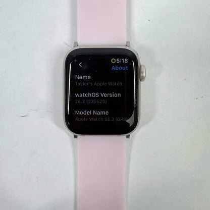 GPS Only Apple Watch SE 3 40MM Starlight Aluminum White Sport Band MEH34LW/A