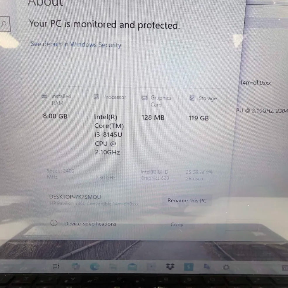HP Pavilion x360 14m-dh000dx 14" i3-8145U 2.1GHz 8GB RAM 128GB SSD