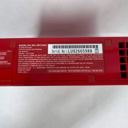 Nintendo Wii Console Gaming System RVL-001 Mario Red