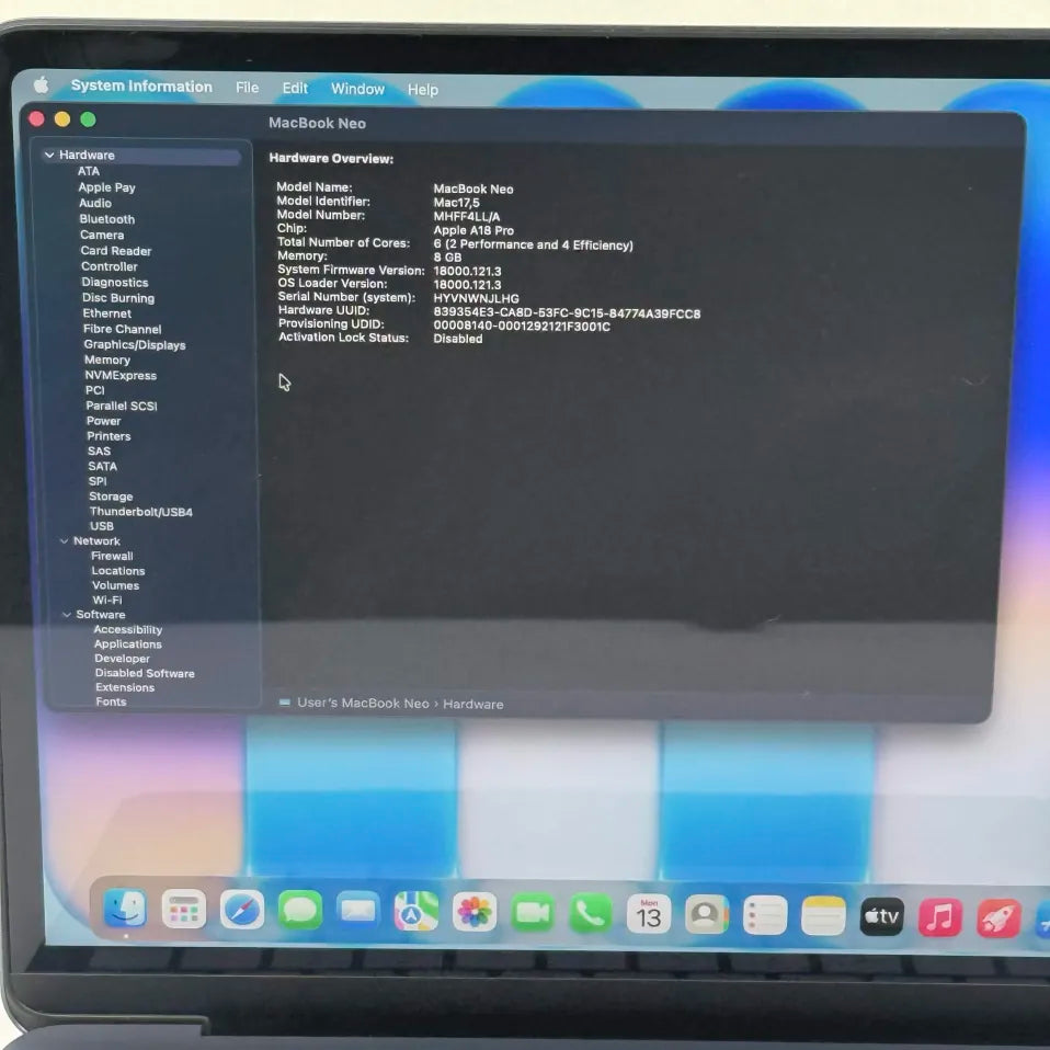 2026 Apple MacBook Neo 13" A18 Pro 5C GPU 4.0GHz 8GB RAM 512GB SSD MHFF4LL/A