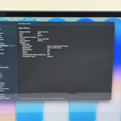 2026 Apple MacBook Neo 13" A18 Pro 5C GPU 4.0GHz 8GB RAM 512GB SSD MHFF4LL/A