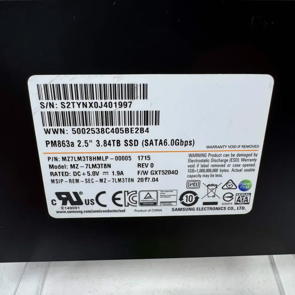 Samsung 2.5" PM863A 3.84TB U.2 SSD SSD MZ-7LM3T8N