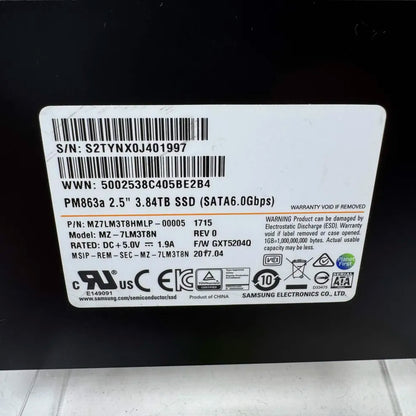 Samsung 2.5" PM863A 3.84TB U.2 SSD SSD MZ-7LM3T8N