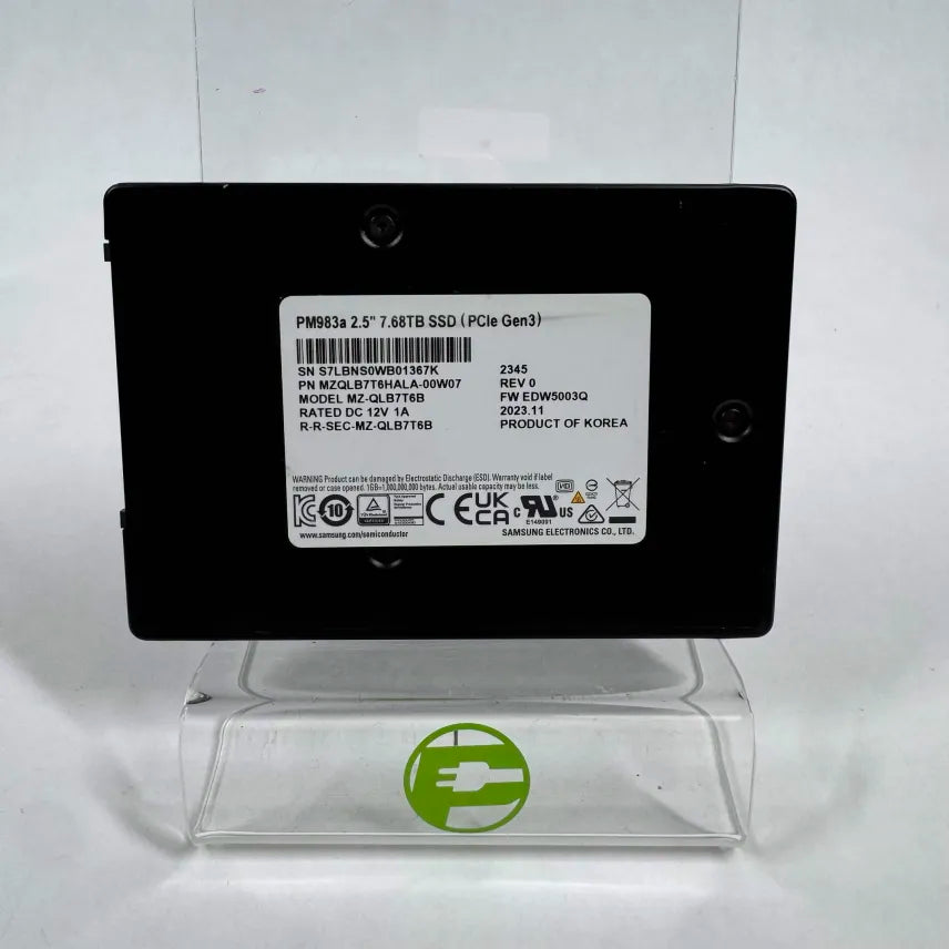 Samsung 2.5" PM983a 7.86TB U.2 PCIe 3.0 x4 (NVMe) SSD MZ-QLB7T6B