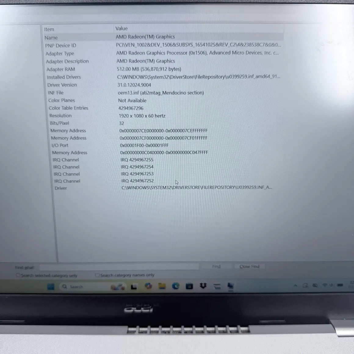 Acer Aspire 3 8876QCRB 15.6" Ryzen 3 7320U 2.4GHz 8GB RAM 128GB SSD