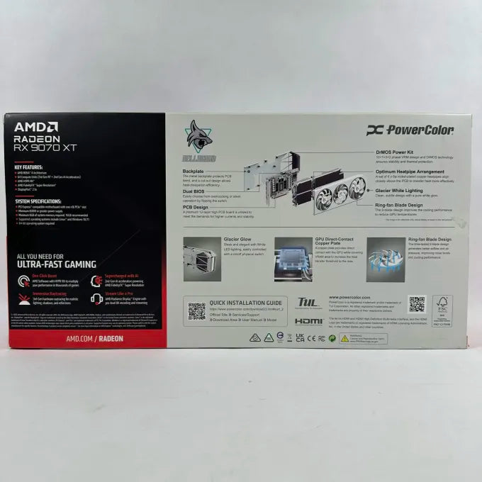 AMD Radeon RX 9070 XT Hellhound Spectral White 16GB GDDR6 Graphics Card with Box