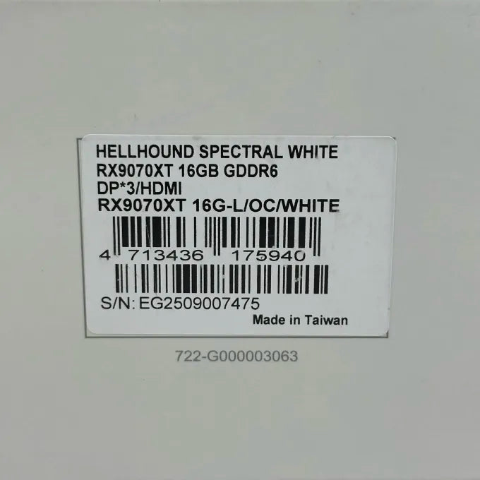 AMD Radeon RX 9070 XT Hellhound Spectral White 16GB GDDR6 Graphics Card with Box